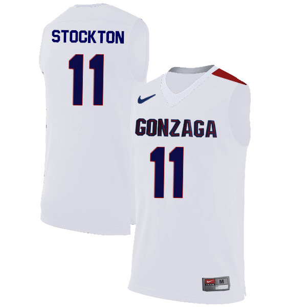 Men #11 David Stockton Gonzaga Bulldogs College Basketball Jerseys-White - Click Image to Close